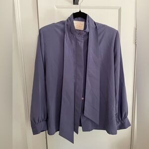 Pendleton Country Sophisticates Lilac Button-Front Blouse with Neck Bow